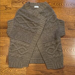 Brunello Cucinelli Taupe Cable Knit Cashmere Sweater Wrap Poncho